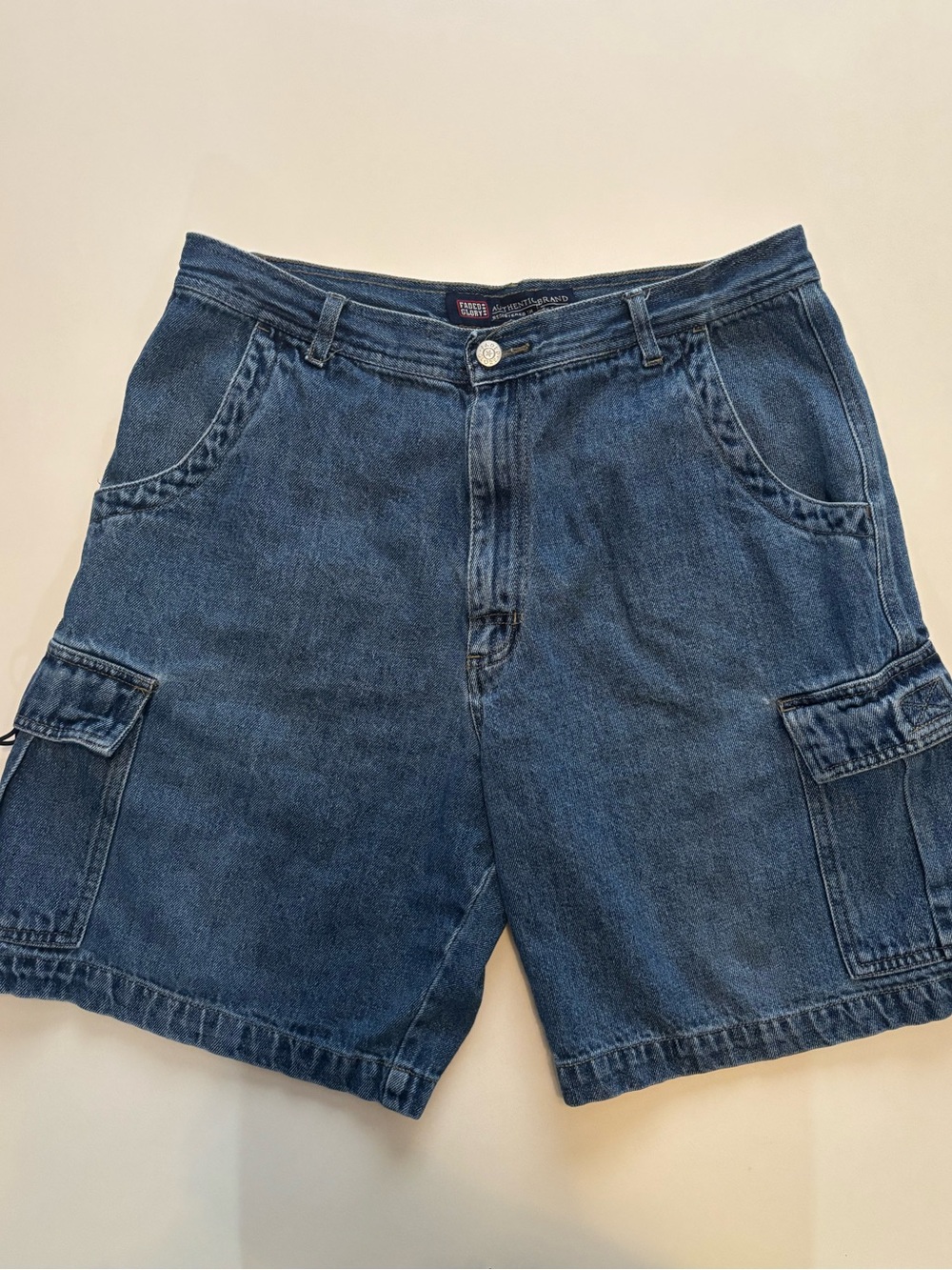 Y2K Faded Glory Men's Dark Blue baggy Denim Cargo Shorts/jorts